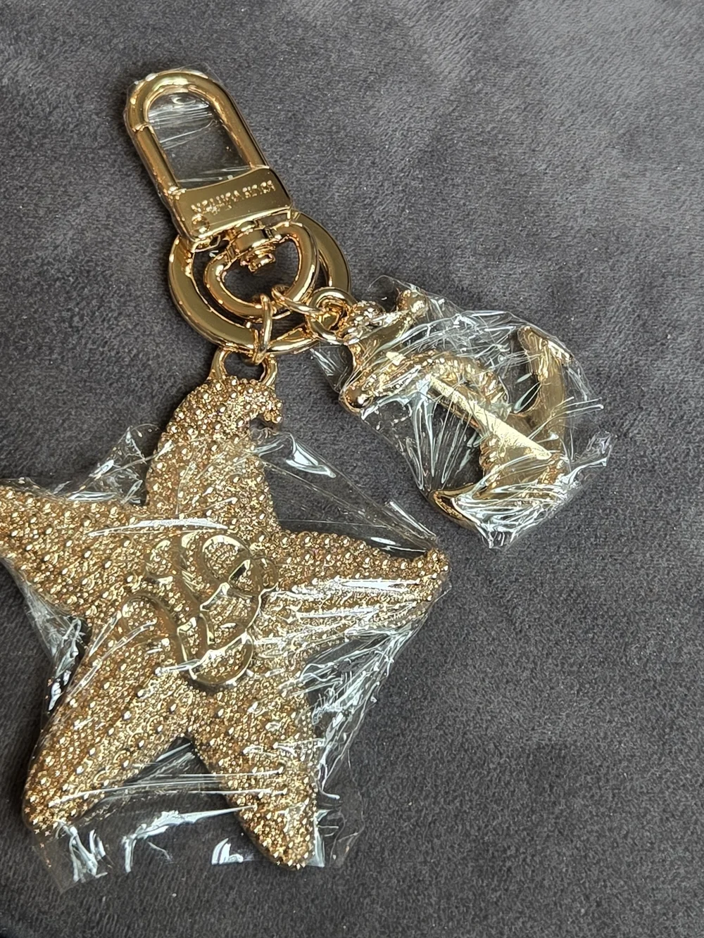 LV Gold Star Glitter Keychain Charm